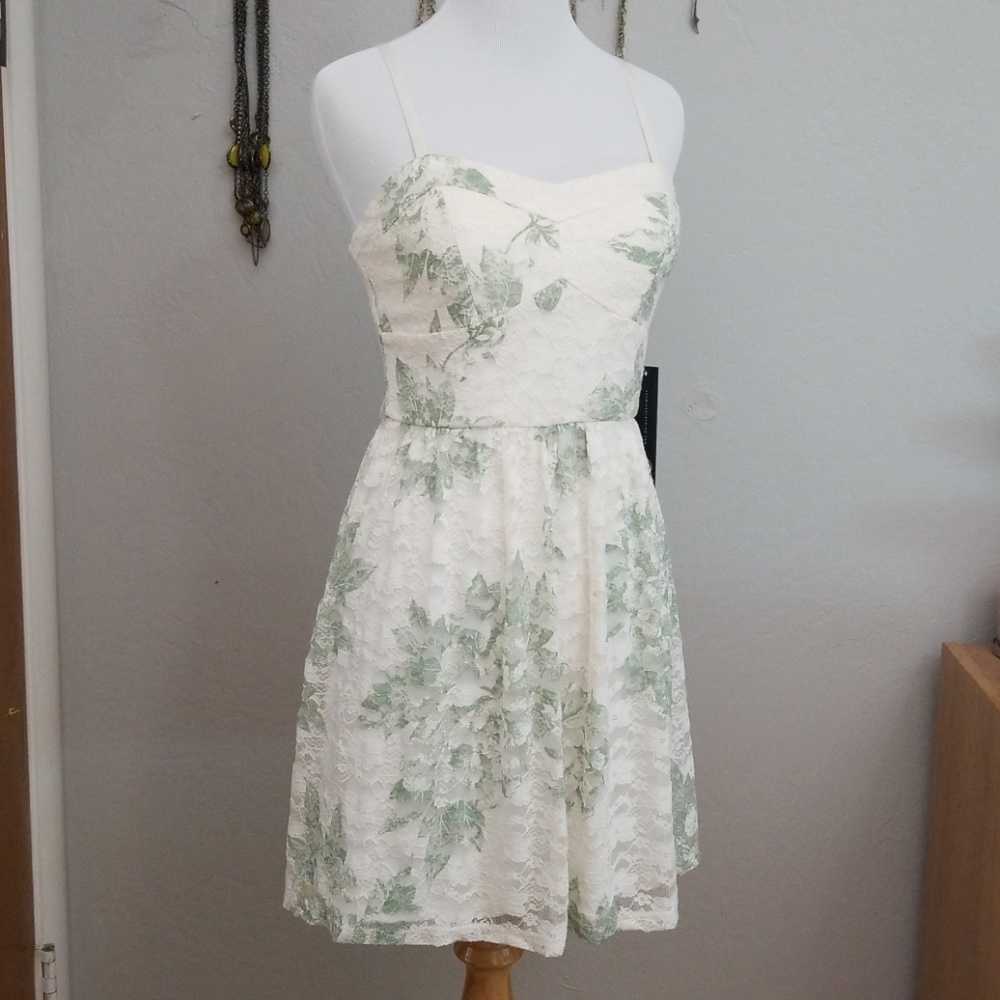 Lace White/Mint Green Floral Sundress